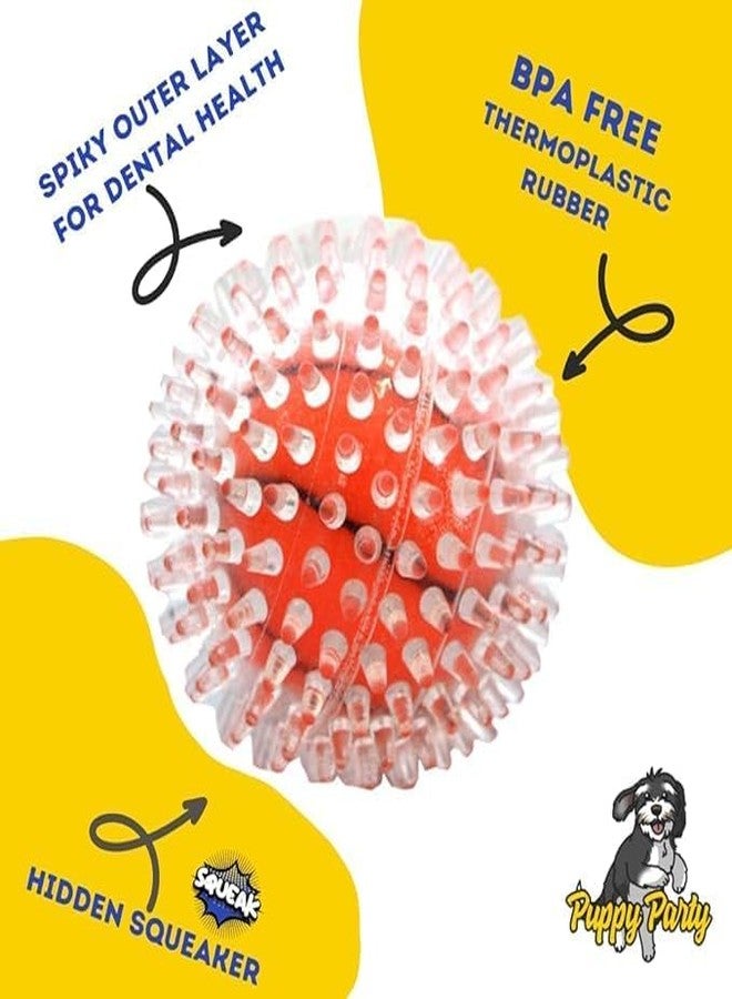 D&C PAWS كرات D&C PAWS الشائكة الصاخبة للكلاب، مقاس 3.5 بوصة، عبوة من قطعة واحدة - لعبة مطاطية متينة وغير سامة مناسبة للكلاب التي تعاني من التسنين والمضغ الشديد، كرة شائكة مزدوجة الطبقات | مثالية للكلاب متوسطة وكبيرة الحجم - Image 4
